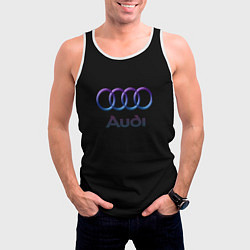 Майка-безрукавка мужская Audi neon logo, цвет: 3D-белый — фото 2