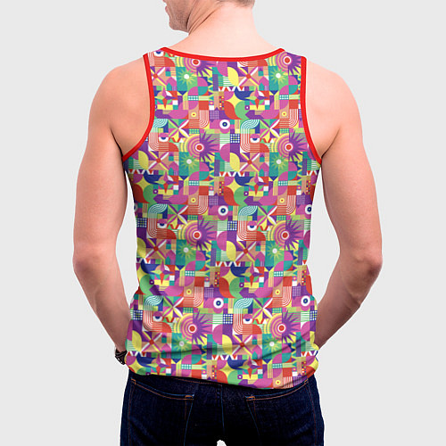 Мужская майка без рукавов Звезды и другие геометрические фигуры / 3D-Красный – фото 4