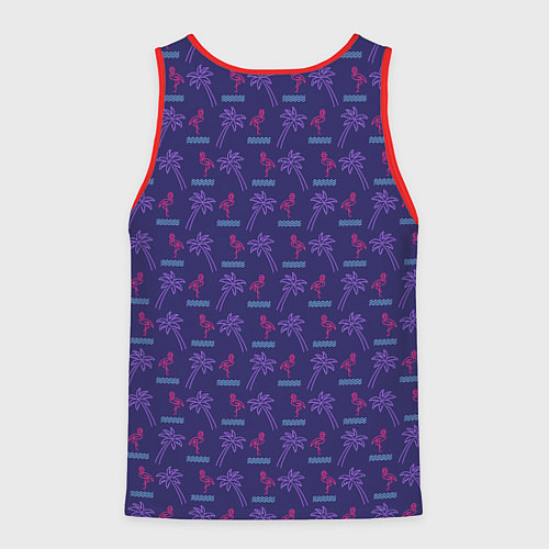Мужская майка без рукавов Пара розовых фламинго и пальмы / 3D-Красный – фото 2