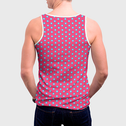 Мужская майка без рукавов Паттерн голубые ромбики / 3D-Белый – фото 4