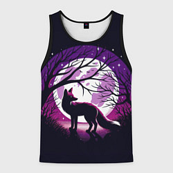 Майка-безрукавка мужская Лис и лунная ночь, цвет: 3D-черный
