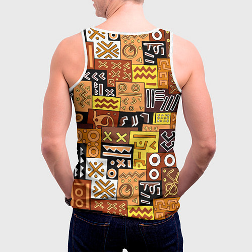 Мужская майка без рукавов Африканские этнический коллаж / 3D-Белый – фото 4