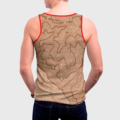 Мужская майка без рукавов Старая карта неизвестного мира / 3D-Красный – фото 4