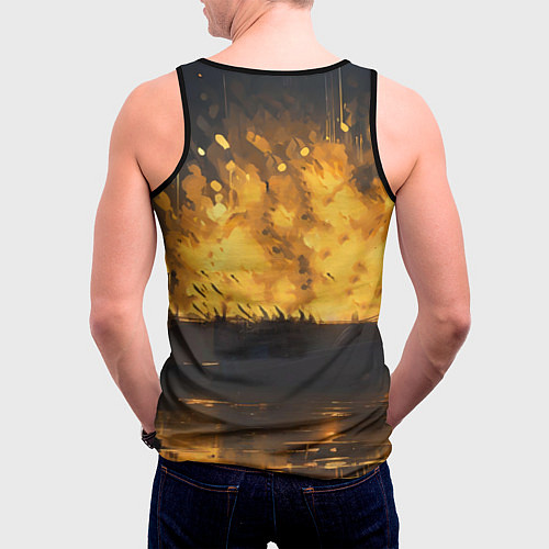 Мужская майка без рукавов Гитарист играющий в пламени / 3D-Черный – фото 4