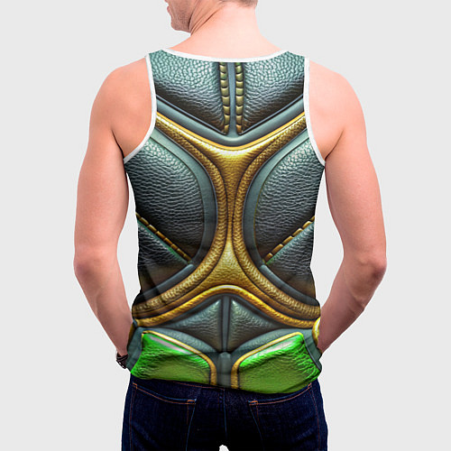 Мужская майка без рукавов Футуристичная текстура из кожи / 3D-Белый – фото 4
