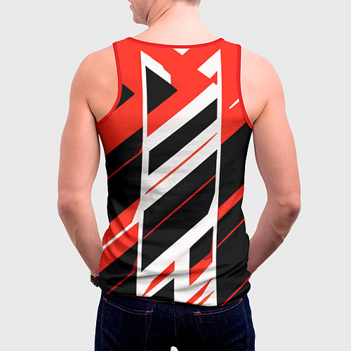 Мужская майка без рукавов Black and red stripes on a white background / 3D-Красный – фото 4