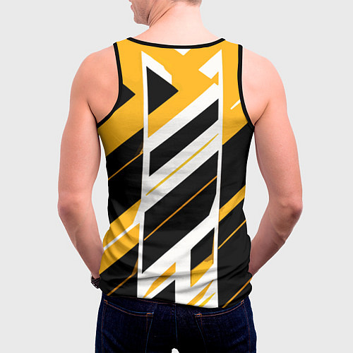 Мужская майка без рукавов Black and yellow stripes on a white background / 3D-Черный – фото 4