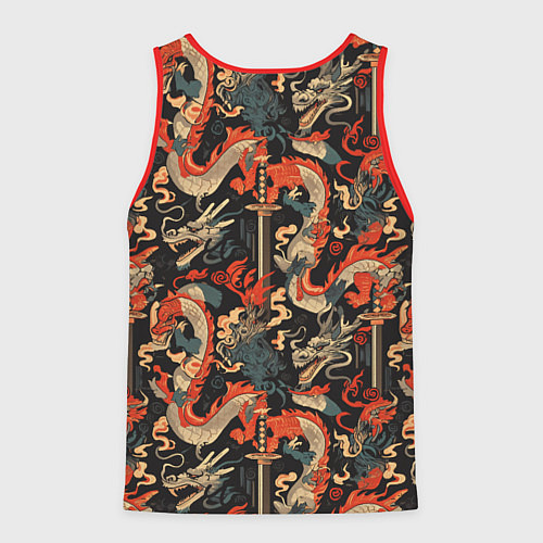 Мужская майка без рукавов Паттерн с драконом / 3D-Красный – фото 2