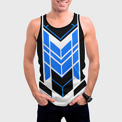 Майка-безрукавка мужская Blue and black stripes on a white background, цвет: 3D-черный — фото 2