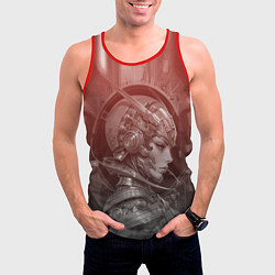 Майка-безрукавка мужская Гравюра девуша-андроид, цвет: 3D-красный — фото 2