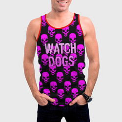 Майка-безрукавка мужская Watch dogs neon skull, цвет: 3D-красный — фото 2