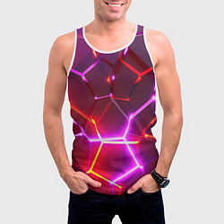 Майка-безрукавка мужская Красные плиты с фиолетовым свечением, цвет: 3D-белый — фото 2