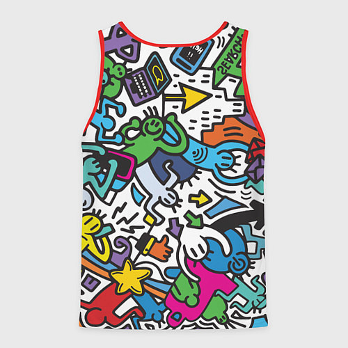 Мужская майка без рукавов Странные разноцветные человечки / 3D-Красный – фото 2