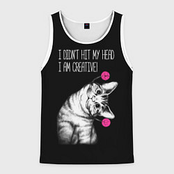 Майка-безрукавка мужская Я не ударился головой - я креативный, цвет: 3D-белый