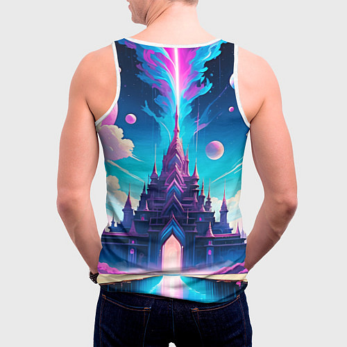 Мужская майка без рукавов Сказочный город - пейзаж / 3D-Белый – фото 4