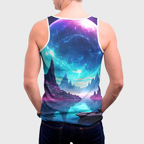 Мужская майка без рукавов Космический пейзаж - планеты / 3D-Белый – фото 4