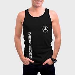 Майка-безрукавка мужская Mercedes benz logo white auto, цвет: 3D-черный — фото 2