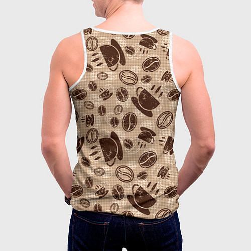 Мужская майка без рукавов Кофейный узор / 3D-Белый – фото 4