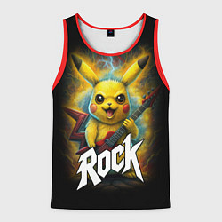 Мужская майка без рукавов Пикачу рокер с электрогитарой