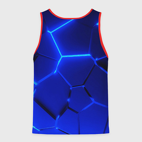 Мужская майка без рукавов Текстура темных синих неоновые плиты / 3D-Красный – фото 2