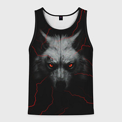 Майка-безрукавка мужская Волк и молний, цвет: 3D-черный
