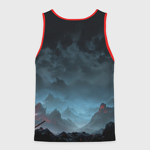 Мужская майка без рукавов Воин мрака с угольно-красными глазами / 3D-Красный – фото 2