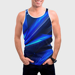 Майка-безрукавка мужская Синяя геометрическая абстракция, цвет: 3D-белый — фото 2
