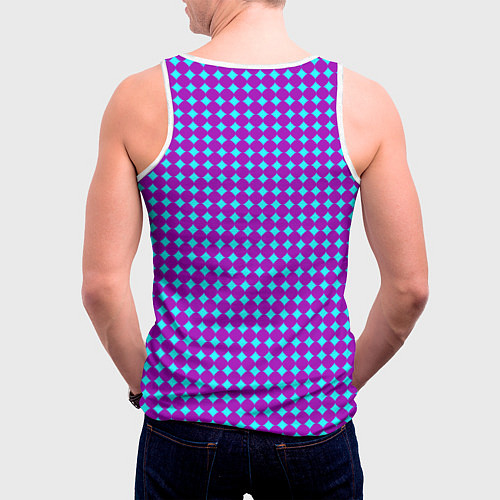 Мужская майка без рукавов Паттерн кругов и ромбов / 3D-Белый – фото 4