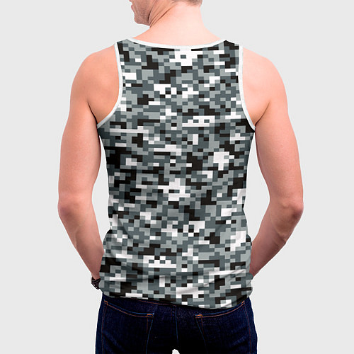 Мужская майка без рукавов Камуфляжные пиксели текстура / 3D-Белый – фото 4