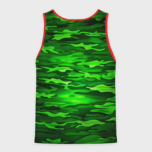 Мужская майка без рукавов Зелёные водоросли-камуфляж / 3D-Красный – фото 2