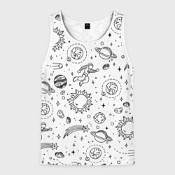 Майка-безрукавка мужская Космически, цвет: 3D-белый