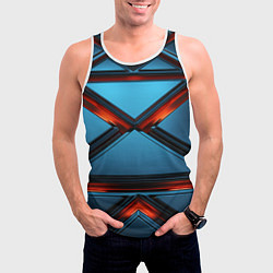 Майка-безрукавка мужская Абстрактные треугольные плиты со светом, цвет: 3D-белый — фото 2