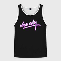 Майка-безрукавка мужская Vice city logo neon, цвет: 3D-белый