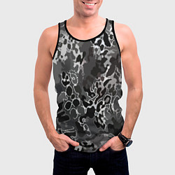 Майка-безрукавка мужская Чёрно-серый абстракция, цвет: 3D-черный — фото 2