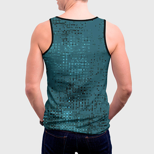 Мужская майка без рукавов Тёмный бирюзовый абстракция однотонный / 3D-Черный – фото 4