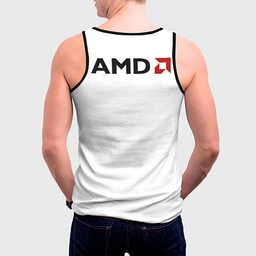 Мужская майка без рукавов AMD ryzen logo white / 3D-Черный – фото 4