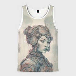 Майка-безрукавка мужская Кибернетическая девушка воин, цвет: 3D-белый