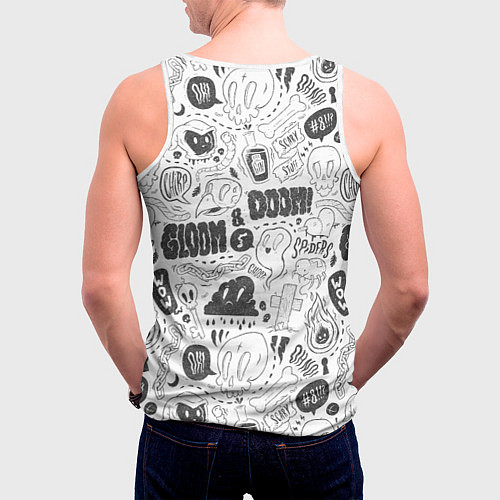 Мужская майка без рукавов Мрак и обречённость - приведения: паттерн / 3D-Белый – фото 4