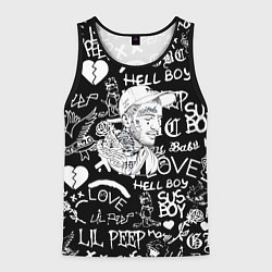Майка-безрукавка мужская Lil Peep pattern автографы лого, цвет: 3D-черный