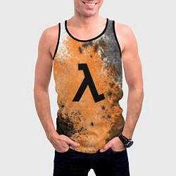 Майка-безрукавка мужская Half life оранжевые краски, цвет: 3D-черный — фото 2