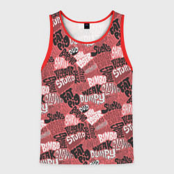 Майка-безрукавка мужская Полный придурок - паттерн с надписями, цвет: 3D-красный