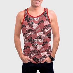 Майка-безрукавка мужская Полный придурок - паттерн с надписями, цвет: 3D-красный — фото 2