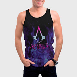 Майка-безрукавка мужская Assassins Creed flame, цвет: 3D-черный — фото 2