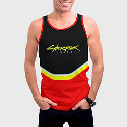 Майка-безрукавка мужская Cyberpunk 2077 geometry, цвет: 3D-красный — фото 2