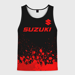 Майка-безрукавка мужская Suzuki - red gradient посередине, цвет: 3D-черный