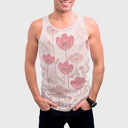 Майка-безрукавка мужская Абстрактные цветы в розовом, цвет: 3D-белый — фото 2