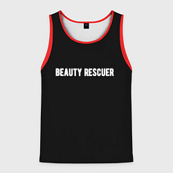 Майка-безрукавка мужская Beauty rescuer спасатель красоты, цвет: 3D-красный