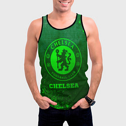 Майка-безрукавка мужская Chelsea - green gradient, цвет: 3D-черный — фото 2