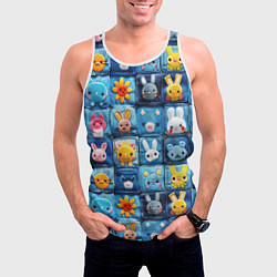 Майка-безрукавка мужская Пэчворк с кроликами, цвет: 3D-белый — фото 2