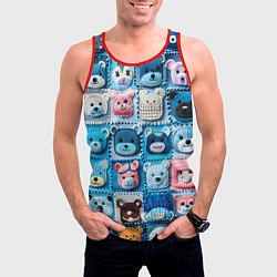 Майка-безрукавка мужская Пэчворк с мишками, цвет: 3D-красный — фото 2